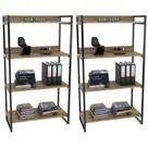 Kit 2 Estantes Livreiro Prisma Estilo Industrial 80cm 4 Prateleiras Carvalho - Mpozenato Kit 2 Estantes Livreiro Prisma Estilo Industrial 80cm 4 Prateleiras Carvalho - Mpozenato