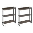 Kit 2 Estantes Multiuso Industrial 3 Prateleiras Areta 104x80cm C01 Carvalho Dark - Lyam Decor