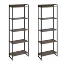 Kit 2 Estantes Multiuso Industrial 5 Prateleiras Areta 186x60cm C01 Carvalho Dark - Lyam Decor Kit 2 Estantes Multiuso Industrial 5 Prateleiras Areta 186x60cm C01 Carvalho Dark - Lyam Decor