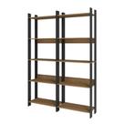 Kit 2 Estantes para Livros 10 Prateleiras Estilo Industrial Lâmina Mel/Preto - BRV Móveis