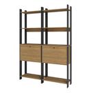 Kit 2 Estantes para Livros 2 Portas 10 Prateleiras Estilo Industrial Lâmina Mel/Preto - BRV Móveis Kit 2 Estantes para Livros 2 Portas 10 Prateleiras Estilo Industrial Lâmina Mel/Preto - BRV Móveis