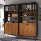 Kit 2 Estantes para Livros Alta com Pés de Metal Industrial 2 Portas 183cmx180cm Kit 2 Estantes para Livros Alta com Pés de Metal Industrial 2 Portas 183cmx180cm