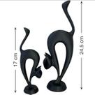 Kit 2 Estátuas Gato Preto Arte Abstrata