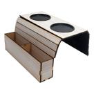 Kit 2 Esteira Para BraÇO De SofÁ Com Porta Copos E Controle Branco Rustico Mdf Madeira