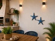 Kit 2 Estrelas do Mar Azul Claro Decorativa Resina Decoração Praia Piscina Náutica Marítima Enfeite Jardim Varanda Área Externa