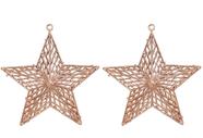 Kit 2 Estrelas Vazadas Rosê Gold Metalizado Fosco 17x19cm - Magizi