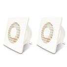 Kit 2 Exaustor Para Banheiro Apartamento 100mm Bivolt Potência 18W Com Tela E Grade Doméstico 15cm