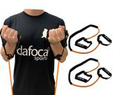 Kit 2 Extensores Elástico VP1064 Vollo Sports Nível Médio Com Pegadores Preto e Laranja