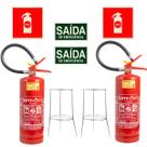 Kit 2 Extintor Abc 4kg Com Suporte Tripé Setas Sinalização