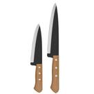 Kit 2 Faca Carbono Tramontina Cabo Madeira Peixeira 5" 8"