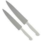 Kit 2 Faca Cozinha Profissional Afiada Aço Inox Cabo Branco