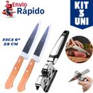 Kit 2 Faca De Cozinha N6 Inox Cabo De Madeira E 1 Afiador Amolador De Facas Em Inox Profissional Kit 2 Faca De Cozinha N6 Inox Cabo De Madeira E 1 Afiador Amolador De Facas Em Inox Profissional