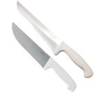 Kit 2 Facas 8" + 10" Açougue Cozinha Churrasco Carne Gourmet Cabo Branco Profissional Fratelli Kit 2 Facas 8" + 10" Açougue Cozinha Churrasco Carne Gourmet Cabo Branco Profissional Fratelli