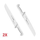 Kit 2 Facas de Açougueiro Mundial 12" em Aço Inox Reta Larga Cabo Branco Profissional (5520-12) Kit 2 Facas de Açougueiro Mundial 12" em Aço Inox Reta Larga Cabo Branco Profissional (5520-12)