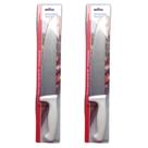 Kit 2 Facas de Carne 10" Chef Profissional Gourmet Lâmina Inox Cabo Branco Açougue Cozinha Churrasco Fratelli