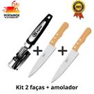 kit 2 facas de cozinha 5 aço inox mais amolador profissional kit 2 facas de cozinha 5 aço inox mais amolador profissional