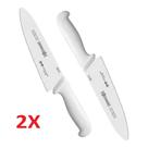 Kit 2 Facas de Cozinha Prossifional Mundial 8" Triangular Larga Aço Inox Cabo Branco (5510-8)