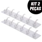 Kit 2 Faixas Com 6 Ganchos Transparente Adesivo Multiuso