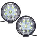 Kit 2 Farol Milha 11cm Redondo 27w 12/24v 9 Leds Universal Kit 2 Farol Milha 11cm Redondo 27w 12/24v 9 Leds Universal