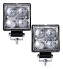 Kit 2 Farol Milha Auxiliar 4led 12w 9v36v Oval Quadrado