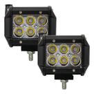 Kit 2 Farol Milha Auxiliar 6 Led Agrícola Off Road 18w 6500k