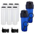 Kit 2 Filtros Caixa D'Água POU 9 3/4 + 6 Refis Plissado Lavável 50 Micra 1800L/h Cavalete Poço