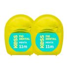 Kit 2 Fio Dental Sabor Menta Remove Placas Bacterianas Encerado 11m Kess