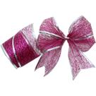 Kit 2 Fitas Aramadas Gliter Rosa Prata Natalino 6,3cm 2,7m