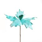Kit 2 Flores Decoração Natal Artificial Brilho Azul 19cm