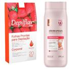 Kit 2 Folhas Depilação Depilflax Morango 40 Unid.+ Locão Firmadora Hidramais
