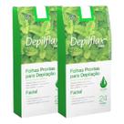 Kit 2 Folhas Prontas Facial Depilação Cera Depilflax Hortelã 48 Unid.