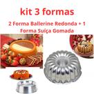 Kit 2 Forma Ballerine Redonda Tamanho 20 e 1 Forma Gomada Suíça Para Bolo Decorado