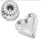 kit 2 Forma Ballerines Decorada, Forma torta Suíça + Forma bolo coração Rebaixada Alumínio Grosso