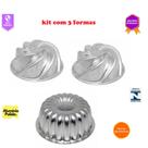 Kit 2 Forma Vulcão e 1 Forma Gomada Suiça Bolo Decorado Pudim Manjar Gelatina Torta Kit 2 Forma Vulcão e 1 Forma Gomada Suiça Bolo Decorado Pudim Manjar Gelatina Torta