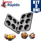 Kit 2 Formas 6 Cavidades Cupcake Antiaderente Teflon Pão de Queijo Muffins Assadeira