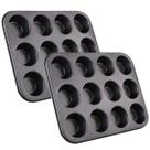 Kit 2 Formas Antiaderentes Com 12 Cavidades Para Cupcakes Cor Grafite