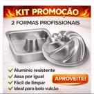 Kit 2 Formas de Bolo Alumínio Forma Pudim Suíço Quadrada 20x7cm Forma Bolo Vulcão Espiral