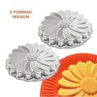 Kit 2 Formas de Bolo Girassol M 18x4cm Aluminio Caparroz Torta Sobremesa Pudim