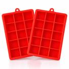 Kit 2 Formas de Gelo Silicone 15 cubos Vermelho Quadrado Grandes Flexível Para Drinks Whisky - Yab