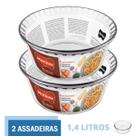 Kit 2 Formas de Vidro Travessa Suflê Redonda 1,4 L Marinex