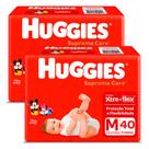 Kit 2 Fralda Huggies Supreme Care Tamanho M Mega 40 Unidades Descartáveis Kit 2 Fralda Huggies Supreme Care Tamanho M Mega 40 Unidades Descartáveis