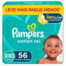 Kit 2 Fralda Infantil Pampers Confort Sec Tamanho XXG Leve Mais Por Menos com 56 Fraldas