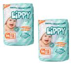 Kit 2 fraldas infantis pacote com 12 tiras lippy baby - xxg