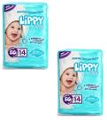 Kit 2 fraldas infantis pacote com 14 tiras lippy baby - eg