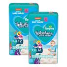 Kit 2 Fraldas Pampers para Água Splashers Baby Shark P-M com 12 un cada