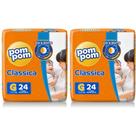 KIT 2 Fraldas Pom Pom Clássica Jumbo Todos os Tamanhos