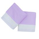 Kit 2 Fronhas Malha 50x70cm Decorada Bordado Inglês Lilás Arrumadinho Enxovais