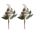 Kit 2 Galho Pick Folhagem Pinhas Berries Branco Nevado 20Cm Kit 2 Galho Pick Folhagem Pinhas Berries Branco Nevado 20Cm