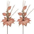 Kit 2 Galhos Natal Flor Bico de Papagaio Veludo Rosa Texturizado Luxo 30cm - Magizi Kit 2 Galhos Natal Flor Bico de Papagaio Veludo Rosa Texturizado Luxo 30cm - Magizi