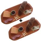 Kit 2 Gamela Rústica Madeira Maciça Para Churrasco Petisco Picados Decoração Frutas Saladas M